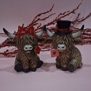 HIGHLAND COW Pair for Valentines 4.25" Figurine 2026 Table Piece by Hobby Lobby